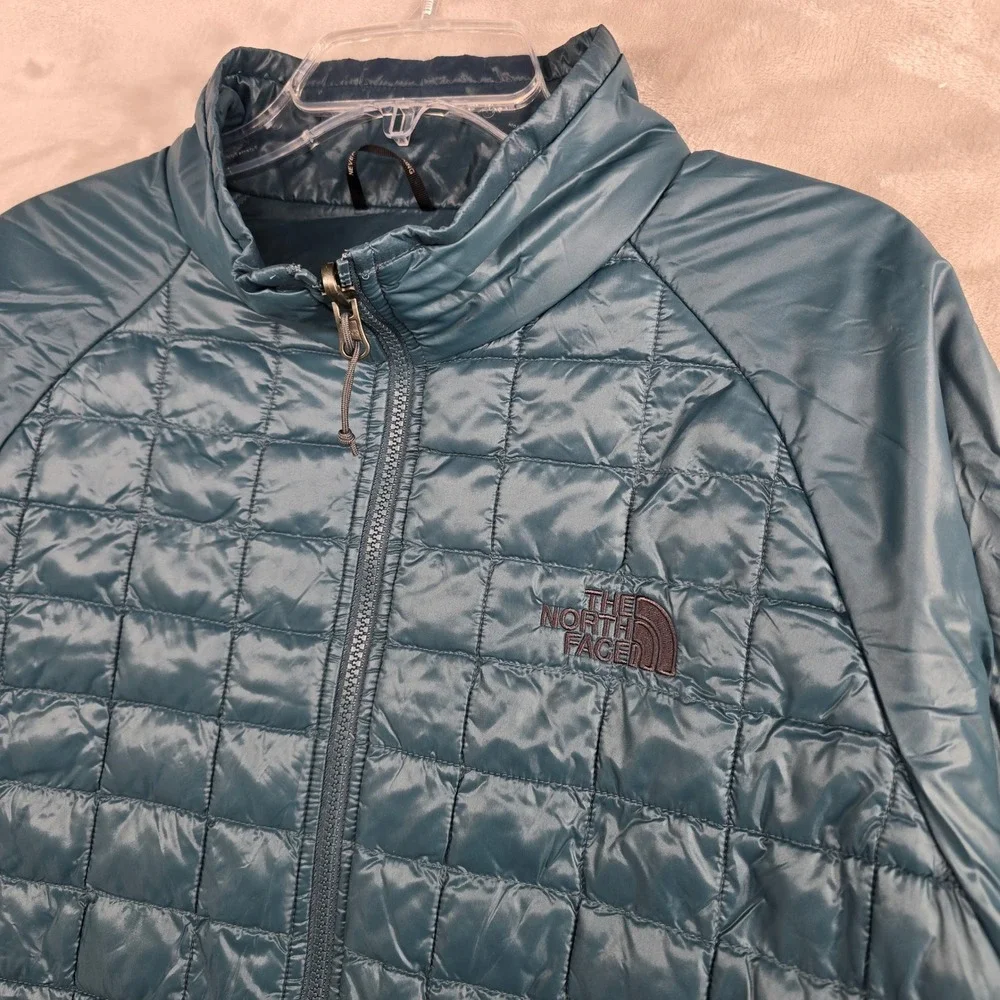 The North Face Thermoball Jacket Mens‎ Size Large Teal Blue Full zip Insulated